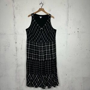 J.Jill Plaid Sleeveless Tiered Maxi Dress Cottagecore Mixed Media Dress XL